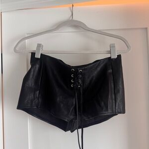 Edikted Leather Lace-Up Women's Shorts